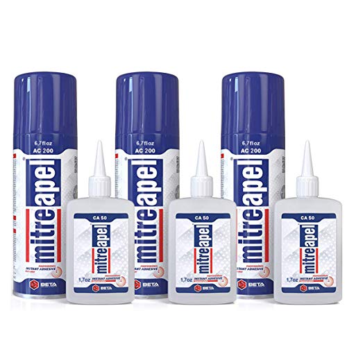 MITREAPEL Sekundenkleber Set mit Aktivator, Sprühkleber Aktivator (3x200 ml) Super CA Kleber mit (3x50 gr) Ca Kleber mit Aktivator für Holz, Kunststoff, Metall, Leder, Keramik und Cyanacrylat Kleber von Mitreapel