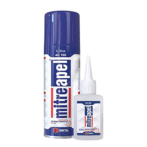 MITREAPEL Superka-Kleber (0,90 Oz.) mit Sprühkleberaktivator (3,40 Fl Oz.) - Cyanoacrylat-Kleber zum Basteln und Bauen|2Er Pack von Mitreapel