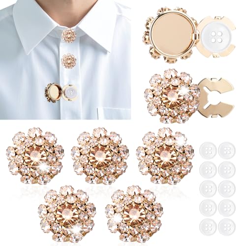 Mity rain Knopfabdeckungen – 5 Sets Strass-Knopfabdeckungen für Damen/Herren, Blusen, 20 mm Strassknöpfe und 10 Stück Nähknöpfe von Mity rain