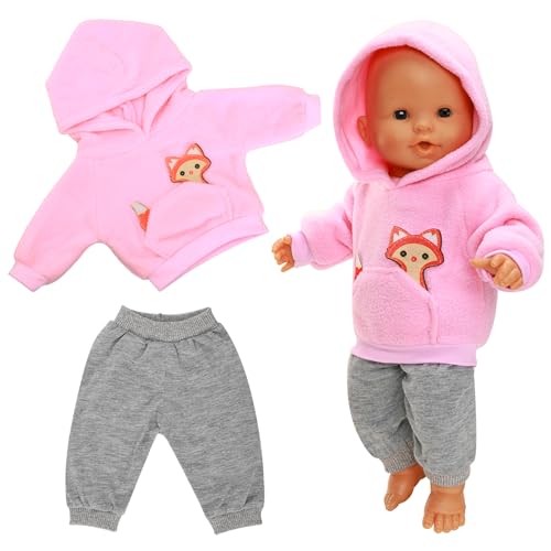 Miunana Puppenkleidung Kleidung Outfits für Baby Puppen, Fashion Pink Puppenkleidung 35-43 cm, Hoodie Kapuzenpullover Hosen Puppenbekleidung von Miunana