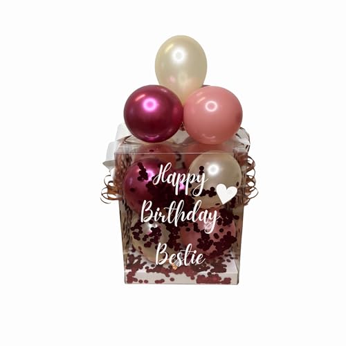 Geldgeschenk, Geschenkverpackung, Hochzeitsgeschenk, Personalisierte Ballonbox, gefüllt mit Konfetti und Ballons, 25x25x30cm, Mixed Berry von Mivame