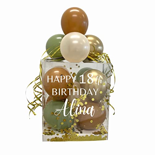 Mivame Geldgeschenk, Geschenkverpackung, Hochzeitsgeschenk, Personalisierte Ballonbox, gefüllt mit Konfetti und Ballons von Mivame