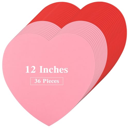 36 Stück große Valentinstags-Herzausschnitte 30,5 cm (Rot, Rosa) von MixTeach