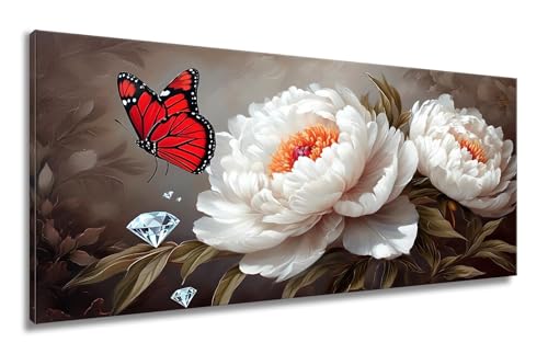 Diamond Painting Blume, Diamant Painting Bilder, Diamond Painting Erwachsene, Diamond Painting Groß xxl Schmetterling Diamond Painting Set, DIY Cross Stickerei Kits Home Wand Dekor 100x200cm LF-289 von Mixmblon