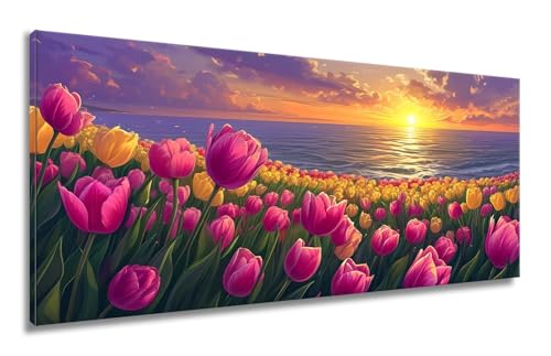 Diamond Painting Blume, Diamant Painting Bilder, Diamond Painting Erwachsene, Diamond Painting Groß xxl Sonnenuntergang Diamond Painting Set, DIY Cross Stickerei Kits Home Wand Dekor 40x90cm LF-252 von Mixmblon