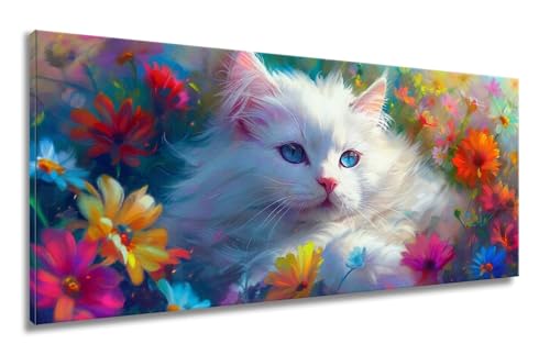 Diamond Painting Erwachsene, Diamond Painting Katze, Diamond Painting Groß xxl 50x100cm, Diamant Painting Bilder, Blume Diamond Painting Eckige Steine, Diamond Painting für Home Decor Wohnzimmer LF-6 von Mixmblon