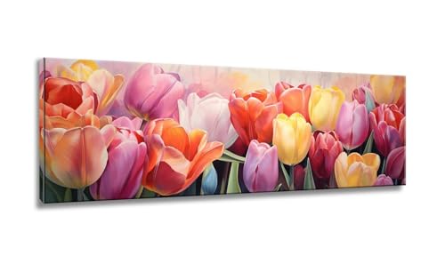 Diamond Painting Erwachsene, Diamond Painting Tulpe, Diamond Painting Groß xxl 30x90cm, Diamant Painting Bilder, Blume Diamond Painting Eckige Steine, Diamond Painting für Home Decor Wohnzimmer MX-103 von Mixmblon