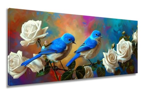 Diamond Painting Erwachsene, Diamond Painting Vogel, Diamond Painting Groß xxl 50x100cm, Diamant Painting Bilder, Blume Diamond Painting Eckige Steine, Diamond Painting für Home Decor Wohnzimmer LF-42 von Mixmblon