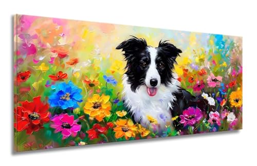 Diamond Painting Hund, Diamant Painting Bilder, Diamond Painting Erwachsene, Diamond Painting Groß xxl Blume Diamond Painting Set, DIY Cross Stickerei Malerei Kits für Home Wand Dekor 70x140cm LF-230 von Mixmblon