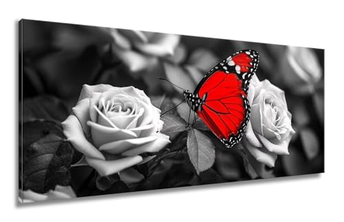 Diamond Painting Schmetterling, Diamant Painting Bilder, Diamond Painting Erwachsene, Diamond Painting Groß xxl Rose Diamond Painting Set,Cross Stickerei Malerei Kits für Home Wand Dekor 40x90cm LF-10 von Mixmblon