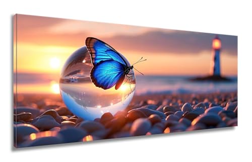 Diamond Painting Schmetterling, Diamant Painting Bilder, Diamond Painting Erwachsene, Diamond Painting Groß xxl Sonnenuntergang Diamond Painting Set, Cross Stickerei Kits Home Wand Dekor 70x140cm LF-1 von Mixmblon