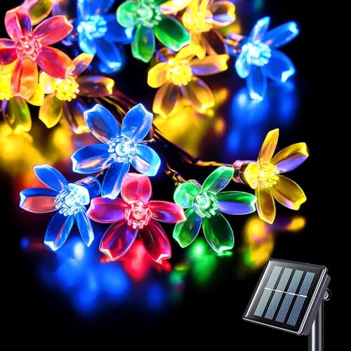 Mixtooltoys Solar-Lichterkette, Blumenlichterkette für den Außenbereich, wasserdicht, 100 LEDs, Dekoration für Garten, Zaun, Terrasse, Hof, Weihnachtsbaum, Rasen, Party (mehrfarbig) von Mixtooltoys