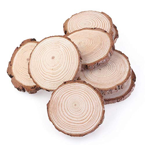 Miya® 10tlg.10 Stücke Holzscheiben Rund 5-6 cm Holz Log Scheiben für DIY Handwerk Hochzeit Mittelstücke von Miya