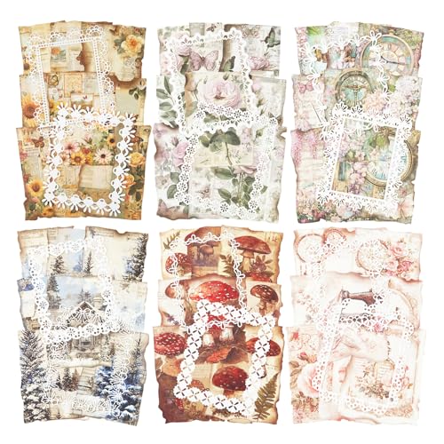 MiyouLuna 144-teiliges Fantasy-Scrapbook-Papier-Set, Vintage-Tagebuch, Ephemera-Packung für Scrapbooking, Journaling, DIY Handwerk mit Klebeband von MiyouLuna