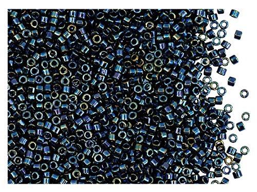 10gr 11/0 Miyuki Delica - Japanische Glasperlen mit einem Durchmesser von 1,6 mm mit einem Loch von 0,8 mm, Gunmetal Iris (Dark Blue Metallic Rainbow) von Miyuki Delica Perlen