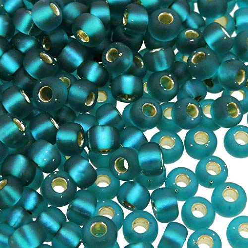 Miyuki Runde Rocailles-Perlen, Größe 6/0, 20 g, 12,7 cm (5 Zoll) Tube, mattes Silberfutter, Blaugrün, 6-2425F von Miyuki