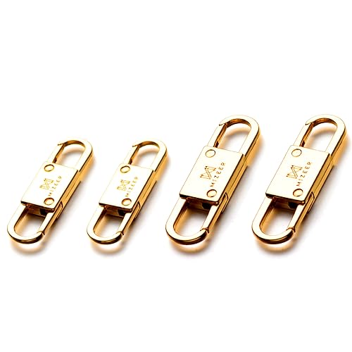 Mizeer 2 Größen Reißverschluss-Clip Diebstahlschutz – Anti-Diebstahl-Reißverschluss-Clips halten den Reißverschluss geschlossen – Reißverschlussschlösser für Rucksäcke, Geldbörsen, 4 Stück, Gold von Mizeer