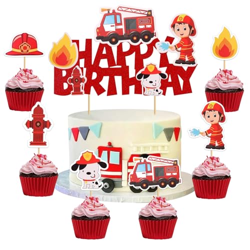 Mizijia 13 Stück Feuerwhr Tortendeko Junge, Feuerwhr Kuchen Deko Kindergeburtstag, Cake Topper Set, Happy Birthday Topper für Kinder Geburtstag Party Kuchen Dekoration Supplies Mizijia 13 Stück Feuerwhr Tortendeko Junge, Feuerwhr Kuchen Deko Kindergeburtstag, Cake Topper Set, Happy Birthday Topper für Kinder Geburtstag Party Kuchen Dekoration Supplies von Mizijia