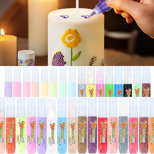 Mizontami 32 Stück Kerzenstifte Leuchtende Kerzenfarben Kerzenbemalset Candle Liner Wachsstifte für Kerzen Selbermachen Set zum Bemalen, Dekorieren & Individualisieren- 32 x 10 ml von Mizontami