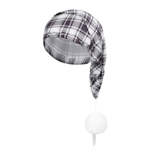 Weihnachtsmütze, dicke Plaids und weiße pelzige Pompons für Weihnachtsfeiern, Verkleidungen, Cosplay, mehrfarbige Weihnachtsmannmütze, Herren von Mjaie