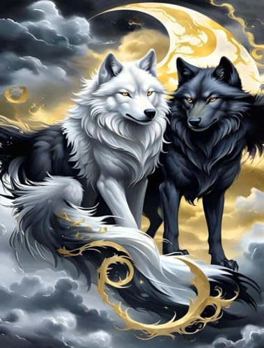 MjhRcll 5D DIY 5D Diamond Painting Erwachsene Wolf,Diamant Painting Bilder Malerei Kits Tier,Diamant Bilder Malerei Stickerei Set Kreuzstich Bilder Home Wand Dekor 30x40cm von MjhRcll