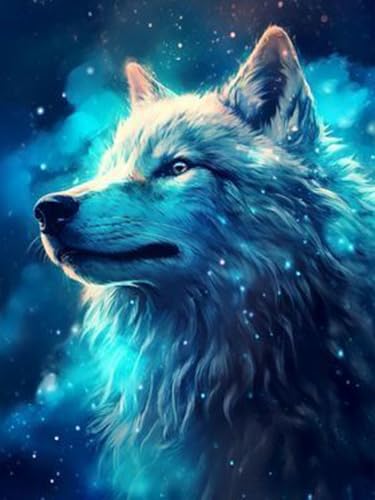 MjhRcll Diamond Painting Erwachsene Tier，5D Diamond Painting Bilder,DIY Diamond-painting Fantasie Wolf Diamond Painting Set 30x40cm,Diamond Art Kit für Wand Dekoration von MjhRcll