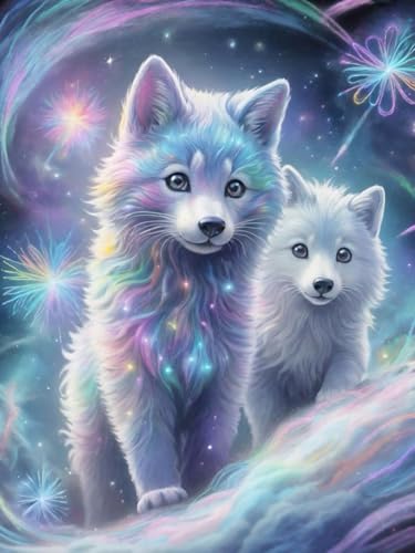 MjhRcll Wolf Diamond Painting Erwachsene 30x40 cm Diamant Painting Bilder Süße Wolf,Diamond Art Kits Erwachsene,5D DIY Diamond Painting Bilder Kit für Heim Dekoration 30×40 cm von MjhRcll