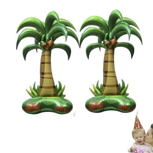 Aufblasbare Palmen, 2 Stück Palmen-Folienballon, 4D stehender Cartoon-Tropenballon, Palmen-Dekorationen, hawaiianische tropische -Dekorationen, für Strandparty, Wasserpark, Vergnügungspark von Mkiujhn