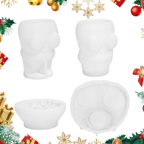 Mkiujhn Schneemann-Silikonform, 3D-Silikonform - 4X süße Weihnachts-Schneemann-Formen-Sets - 3D-Weihnachtsbackformen, Kunstharz-Bastelform, Weihnachtskerzenform für Weihnachtsbasteleien von Mkiujhn