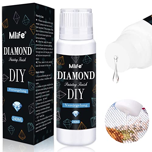 Mlife Diamond Painting Versiegelung -240ml,Durchsichtig, Diamond Painting und Diamond Painting Zubehör - Diamond Painting Kleber- Für strahlend glitzernde Bilder & festen Halt deiner Steinchen von Mlife