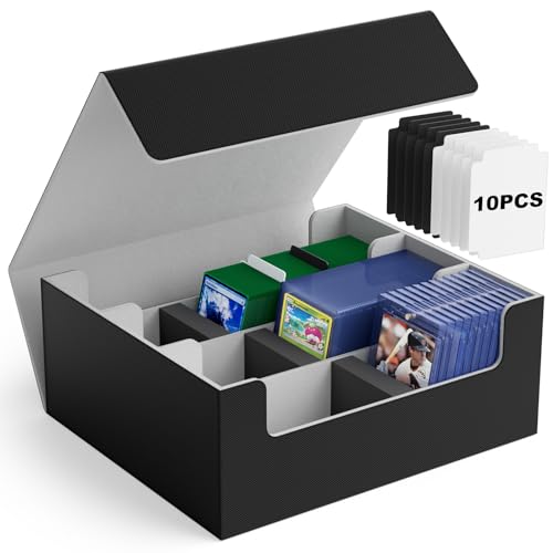 Mlikero Kartendeckhülle für Sammelkarten 1800+, Sammelkarten Aufbewahrungsbox für Magnetkartenhalter und Toploader, Leder Magnetverschluss Card Deck Box Fit für MTG, YuGiOh und Sport Karten von Mlikero