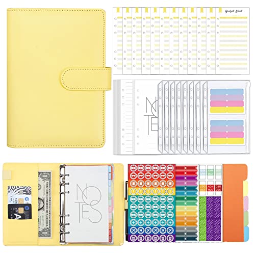 Binder Planer Set mit Binder Taschen Budget Blätter Aufkleber Seite Trennblätter Binder Notizblock Notizbuch PU Journal von Mllepjdh