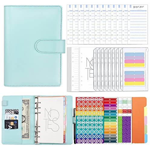 Binder Planer Set mit Bindertaschen Budget Blätter Aufkleber Seite Trennblätter Binder Notizblock Notizbuch PU Journal von Mllepjdh