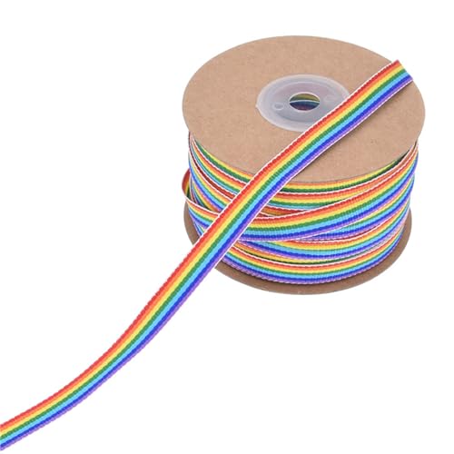 Buntes Band aus Polyester in Regenbogenfarben, für Hochzeitsstrauß, Kranz, Paketdekorationen, Geschenkverpackung, verbessert das allgemeine Erscheinungsbild von Mllepjdh