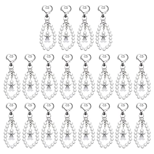 Mllepjdh 20pcs Engel Schlüsselanhänger Schutzengel Anhänger mit Perle Hochzeit Geburtstag Party Baby Shower Kommunion Zeremonie Zubehör Engel Schlüsselanhänger von Mllepjdh