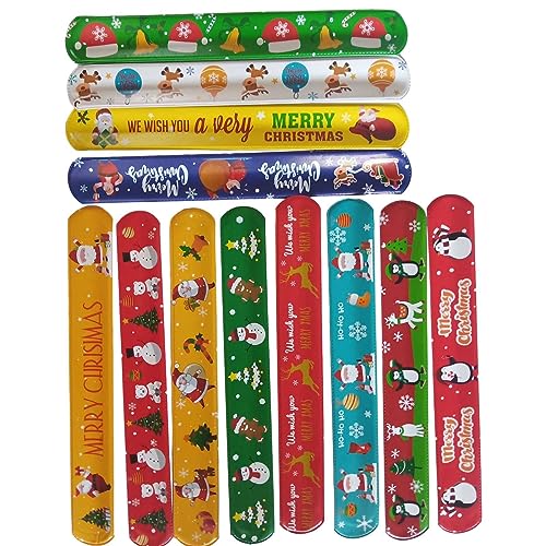 Mllepjdh Zufällige Weihnachts-Armbänder, spannende Armbänder für Kindergeburtstag, Party, sicheres Dekor-Zubehör, Slap Bands für Kinder von Mllepjdh