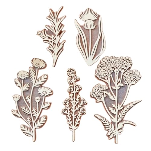 Blumenstempel-Set, botanische Stempelmotive, Stempel für Handwerk, 5 Stück Holzstempel für Vintage Blumenkunst, praktisches Blumenkunsthandwerk, von Mlllokfki