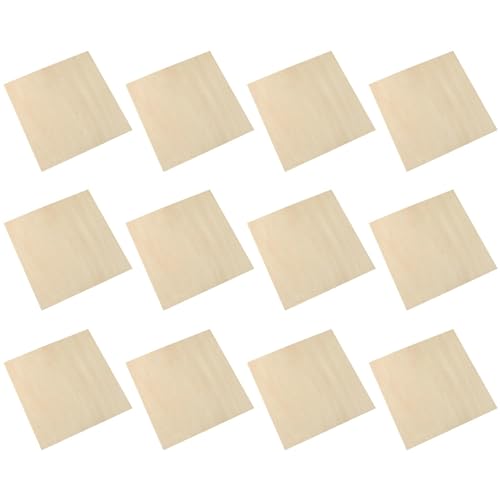 Crafting Basswood Sheet Blanks | 12 dünne quadratische Holzbretter für Architekturmodelle | Ideal für Holzarbeiten, Haus, Aircraft, Ship und Bootsbau mit glatter Oberfläche zum Malen von Mlllokfki