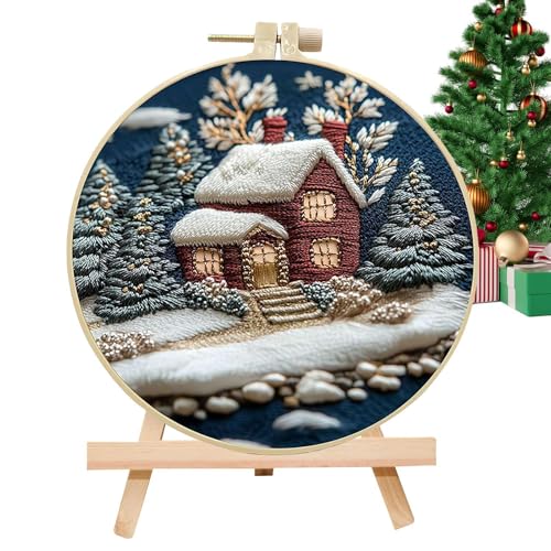 Mlllokfki Christmas Embroidery Kit | Complete Embroidery Crafting | Seasonal Knitting Craft, Needlework Enthusiasts Kit, Needlework Enthusiasts Seasonal Knitting Craft for Living Room, Study Room von Mlllokfki