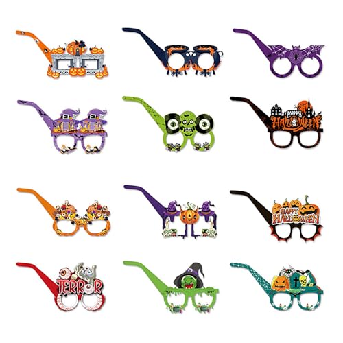 Mlllokfki Gruselige Halloween-Brille, Halloween-Brille für Kinder - Requisiten für Halloween-Fotokabinen für 12-teilige Brille | Halloween-Partybrille Requisiten für von Mlllokfki