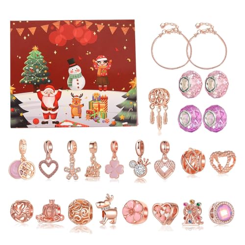 Mlllokfki Jewelry Making Kit, Countdown Charm Calendar, 24-Days, Kids Jewelry Kit, Adult Bracelet Kit, Festliche Charm Kollektion, Holiday Countdown Jewelry for Kids von Mlllokfki