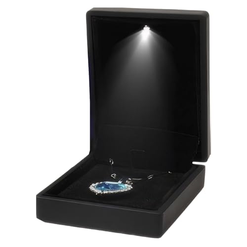 Mlllokfki LED-Ringbox, beleuchteter Ringhalter, Vorschlagsringbox, elegante Ringbox, quadratische Vitrine, Verlobungs-Schmuckschatullen für Ring Anhänger von Mlllokfki