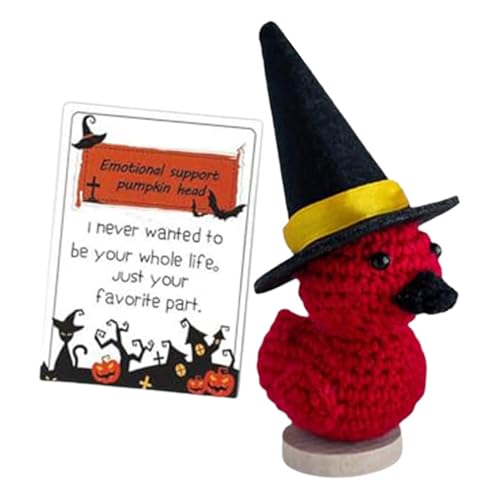 Mlllokfki Positive Puppe Gestrickte Positive Bestätigung Puppe - Halloween Kürbisköpfe Puppe | Lustige Häkelpuppe mit Inspirationskarte Niedlich von Mlllokfki