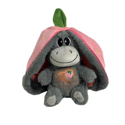 Mlllokfki Realistic Breathing Plush Donkey Toy | Fruit-Themed Snuggle Plushie with Lights and Music | Perfect for Early Education and Comforting Kids at Bedtime von Mlllokfki