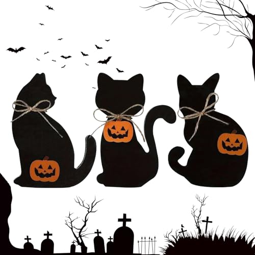 Wooden Halloween Cat Sign, Black Cat Silhouette Decor, Halloween Black Cat Wood, Tisch Black Cat Ornament, Fireplace Black Cat Silhouette, Wall Cat Hangings, Halloween Cat Wood Ornament von Mlllokfki