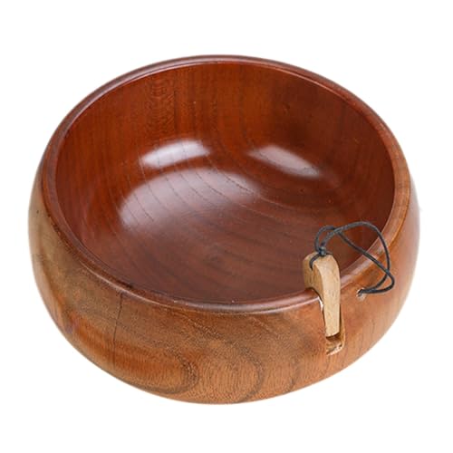 Wooden Yarn Bowl, tragbar, rund, mit Haken, rustikaler Garnhalter, strapazierfähiger Haken-Behälter, Garnhalter, Garn-Schüssel, Häkelnadeln, Zubehör, handgearbeitete Garnhalter, von Mlllokfki