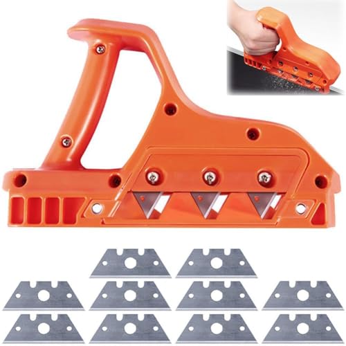 Mlthcig Kantenhobel mit DREI Klingen, Anfashobel for Gipskartonplatten, Trockenbauhobel, Handkantenhobel for Hobelmaschinen, Holzbearbeitung, tragbares Ecken-Trockenbau-Trimmerwerkzeug(45° Planer) von Mlthcig