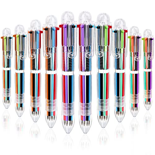 Mluchee 24 Stück Multicolor Pen All in One 0,5 mm 6-in-1 Multicolor Pen Back to School Stifte Lustige Stifte für Partygeschenke, einziehbare Kugelschreiber, Regenbogenfarben von Mluchee