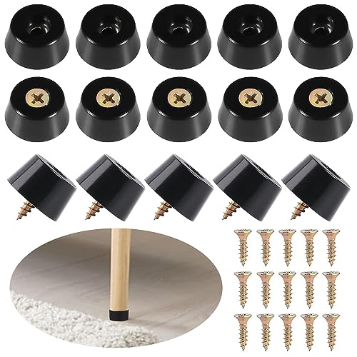 15 Stück Möbelbeine Rund, Schwarz Gummi Möbelfüße mit 15 Stück Schrauben, Schrankfüsse Möbelgleiter für Schrank, Sofa, Stuhl, Couchtisch, TV-Schränke, Schubladen, Nachttisch(Ø 20 x H 10.5 mm) von Mmgoqqt