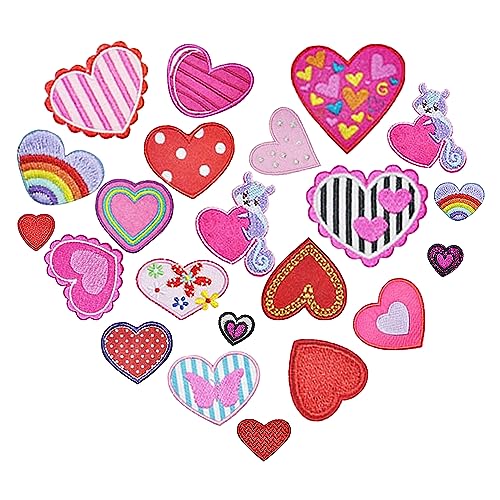 22 Stücke Bügelflicken Herzen, Heart Sew-On Patches,unterschiedlichen Größen, für Kleidung Taschen Rucksäcke zum Aufbügeln oder Aufnähen, Appliqué DIY Heart Pattern for T-Shirt, Jeans, Clothing von Mmgoqqt